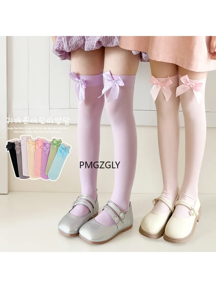 Thigh High Sock Stay Up - Girls Stockings * Pink Bow Knee