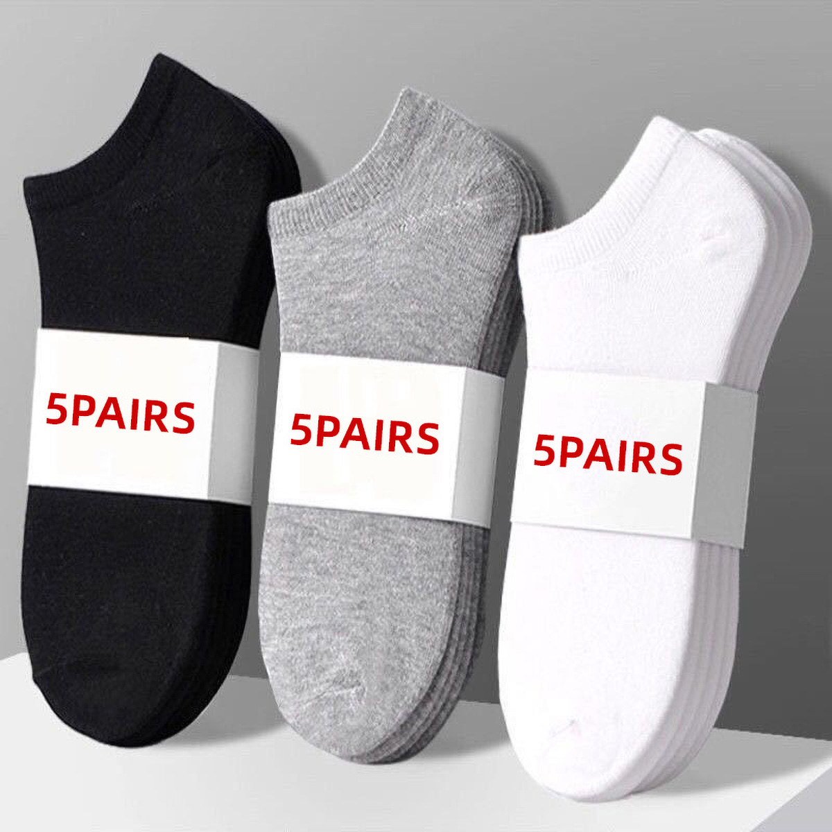Ankle Sock Low Cut - 5 Pairs Unisex Casual Plain Color