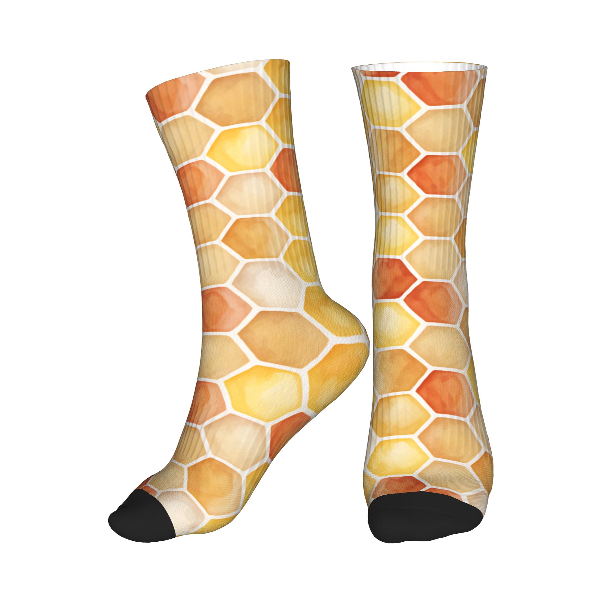 Dress Sock Men - Warm Sunset Watercolor Honeycomb Dress Socks