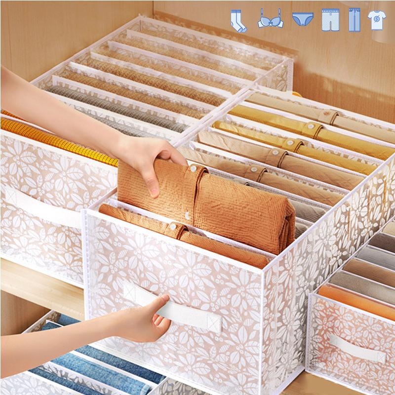 Sock Organizer Tray - Jeans Compartment Storage Box Closet Clothes