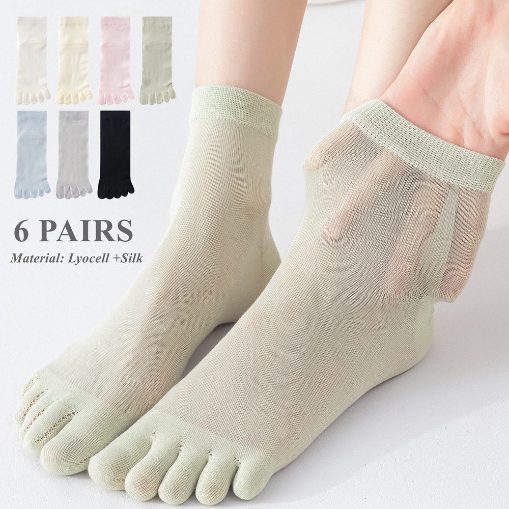 Silk Sock Bamboo - 6 Pairs Mulberry Silk Summer Socks