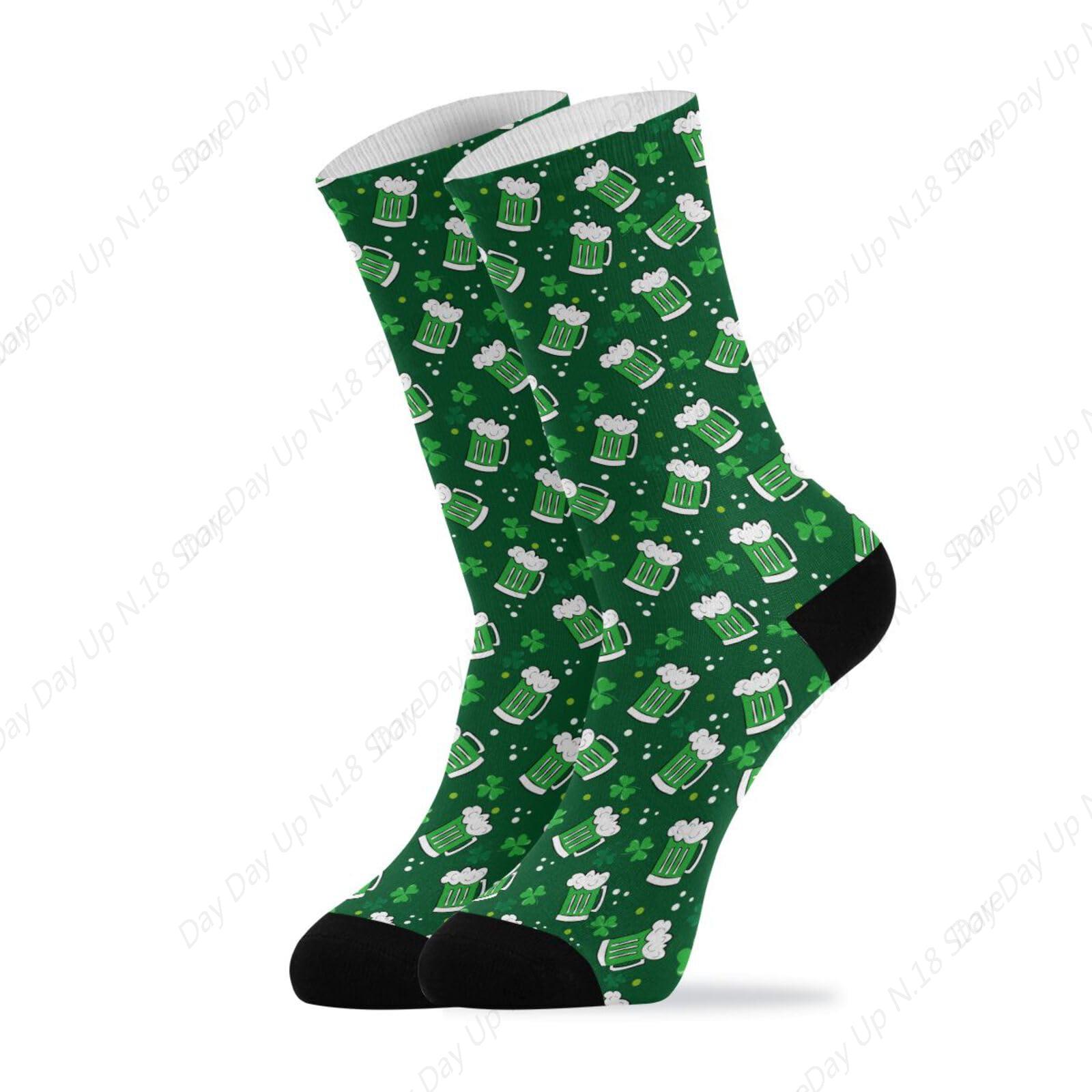Cotton Crew Sock Pack - Green Clover Leaf Beer St. Patrick's