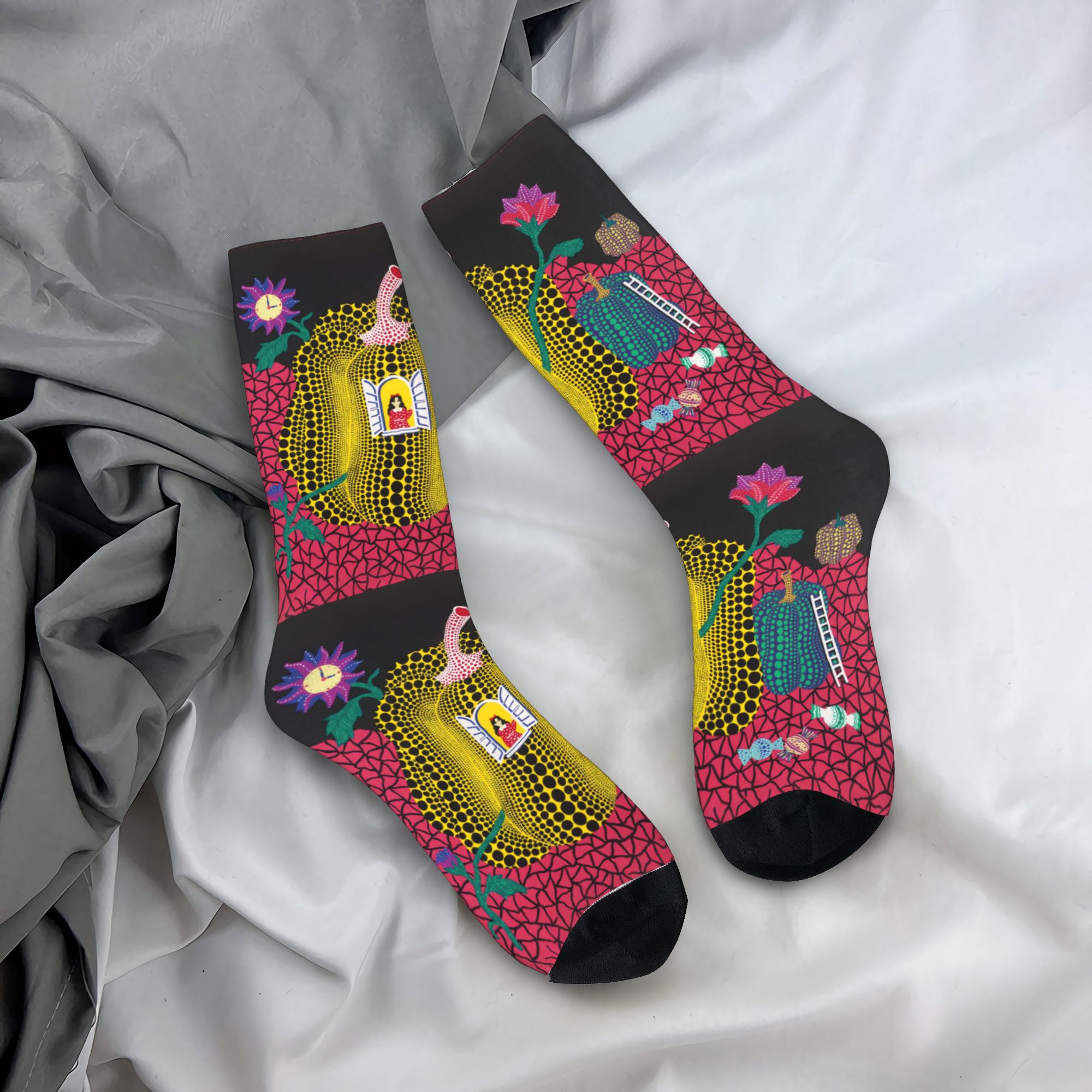 Dress Sock Men - Custom Yayoi Kusama Abstract Painting Men's