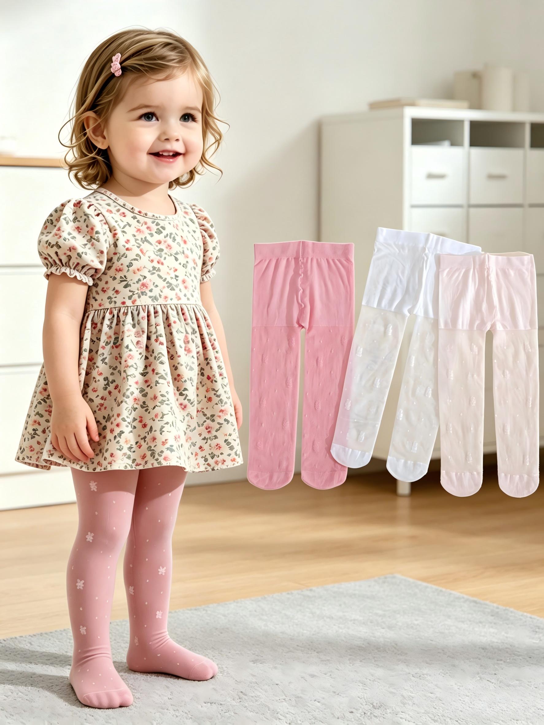 Tights Pantyhose Sheer - 3Pack Toddler Girls Floral Print Tights