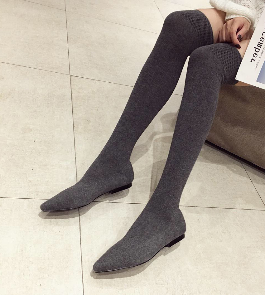 Boot Sock Slouchy - AIYKAZYSDL 2024 Autumn Kitten Low Heel