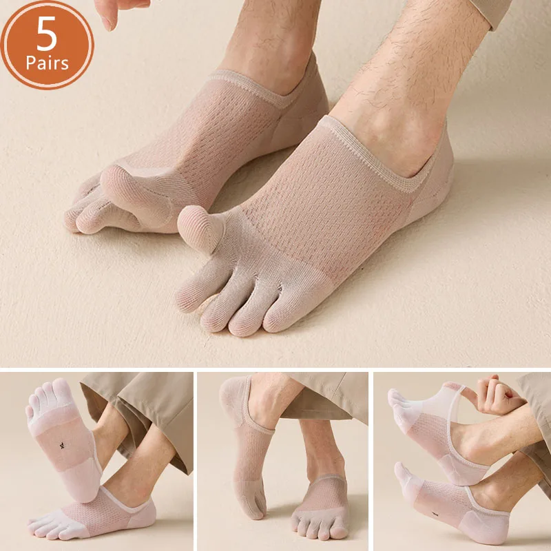 Ankle Sock Low Cut - 5 Pairs Man Summer Thin Toe