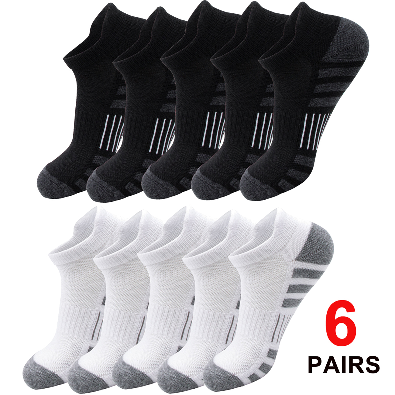 Athletic Sock Cushion - 6/24 Pairs Cushioned Breathable Ankle Athletic