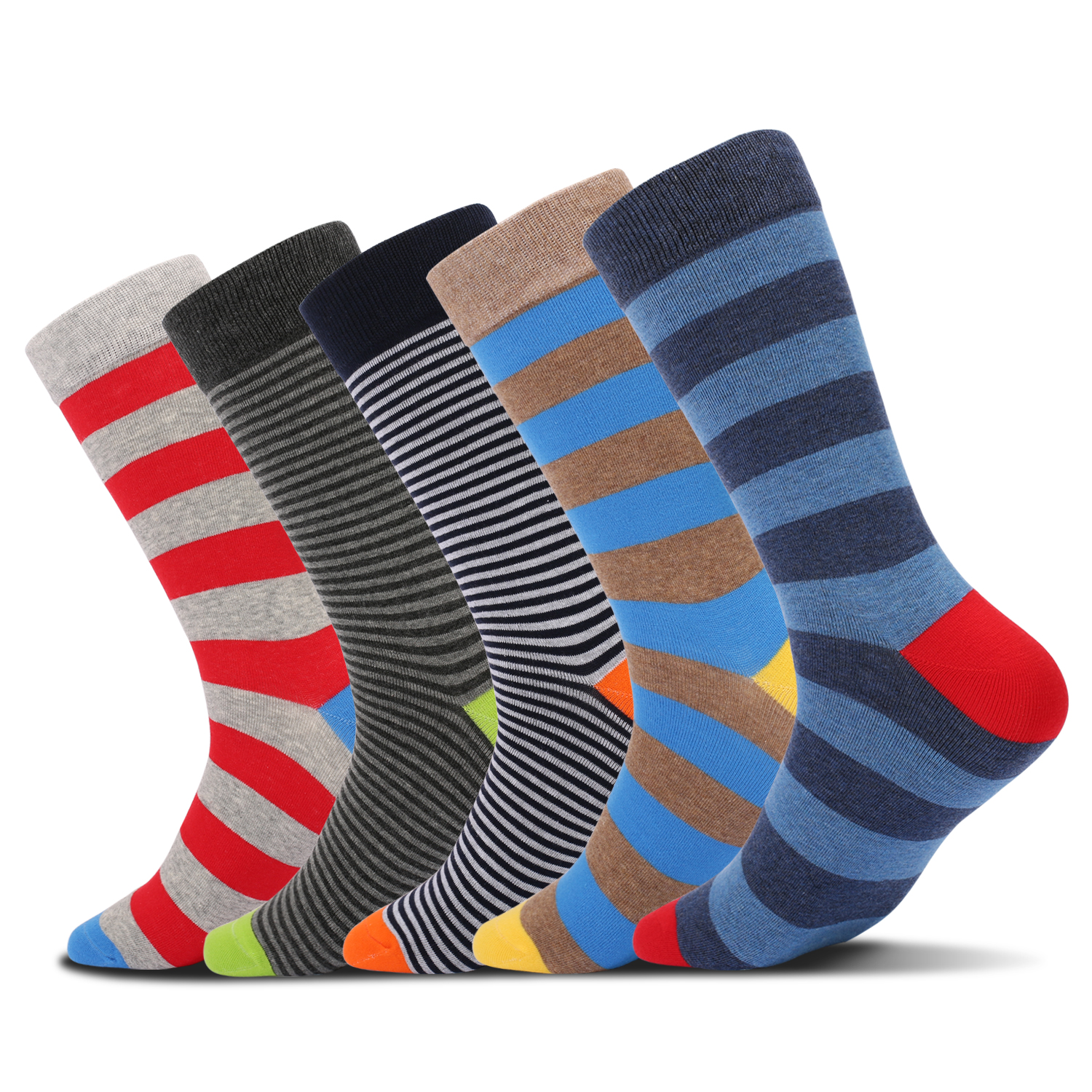 Cotton Crew Sock Pack - 5Pairs Mens Fun Dress Socks, Pattern