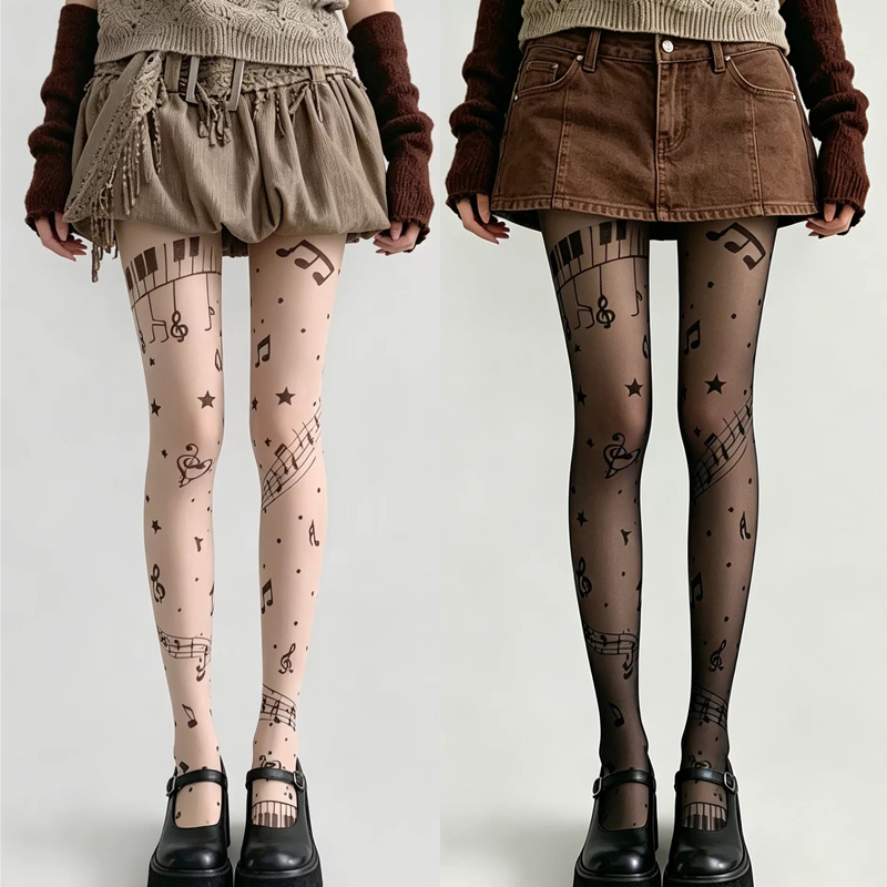 Y2K Musical Note Print Sheer P - đánh giá và giá Tights Pantyhose Sheer
