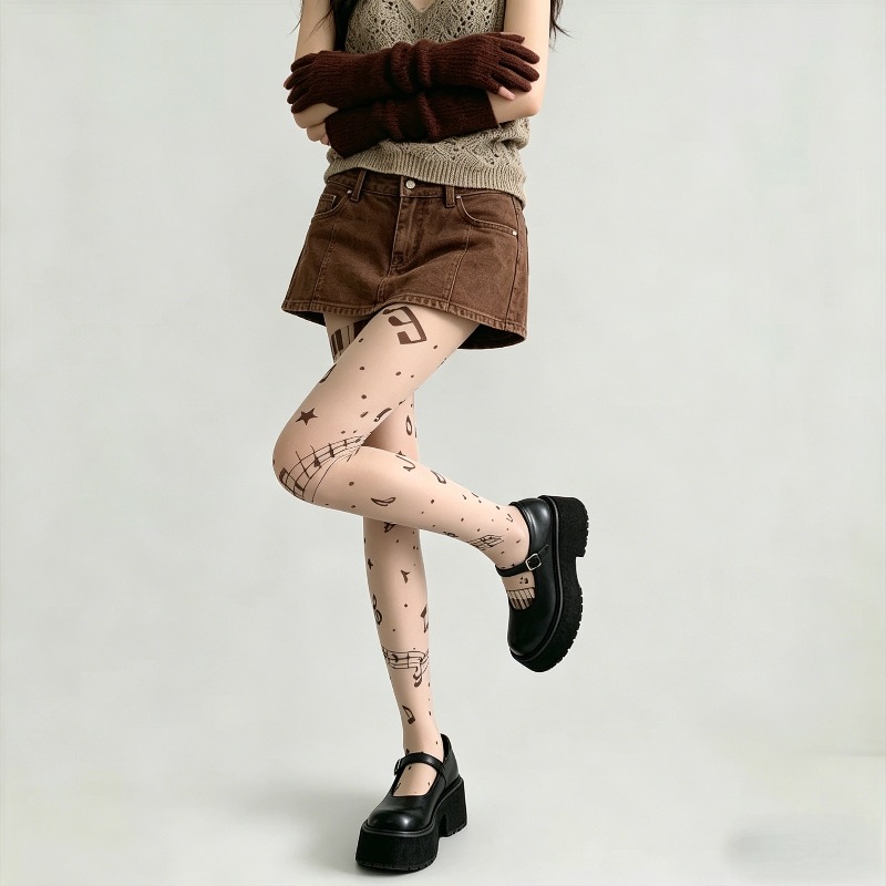 Y2K Musical Note Print Sheer P - đánh giá và giá Tights Pantyhose Sheer