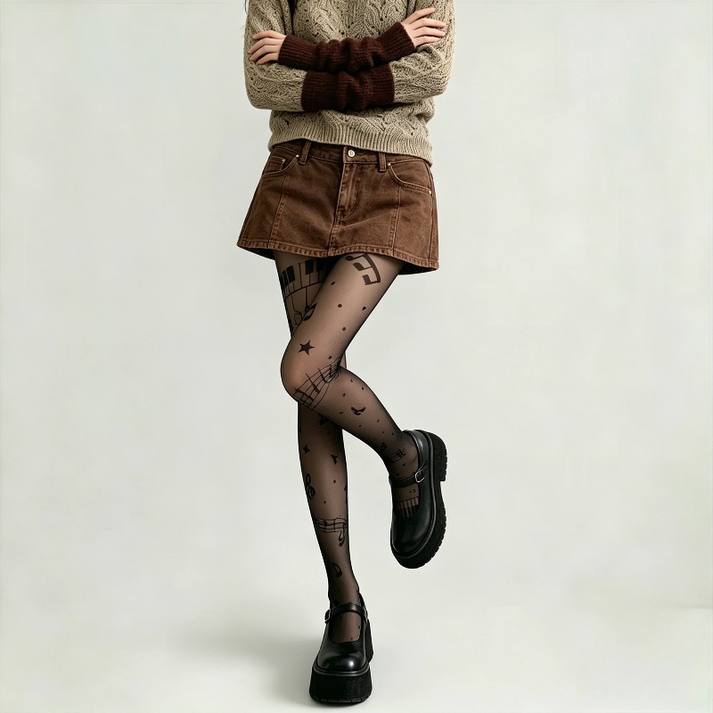 Y2K Musical Note Print Sheer P - đánh giá và giá Tights Pantyhose Sheer