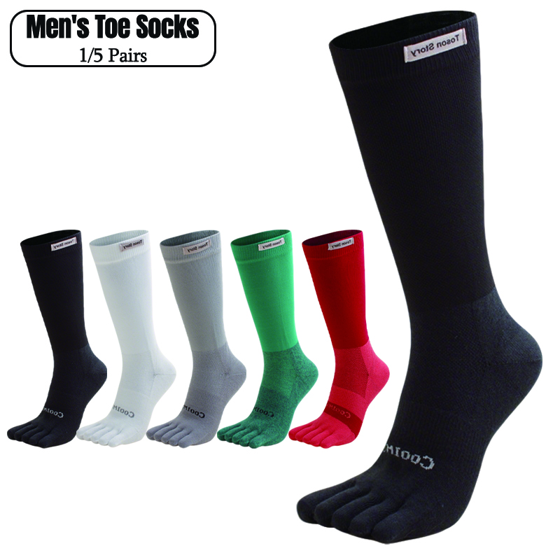 1/5 Pairs Men's High Crew Five - đánh giá và giá Toe Sock Split