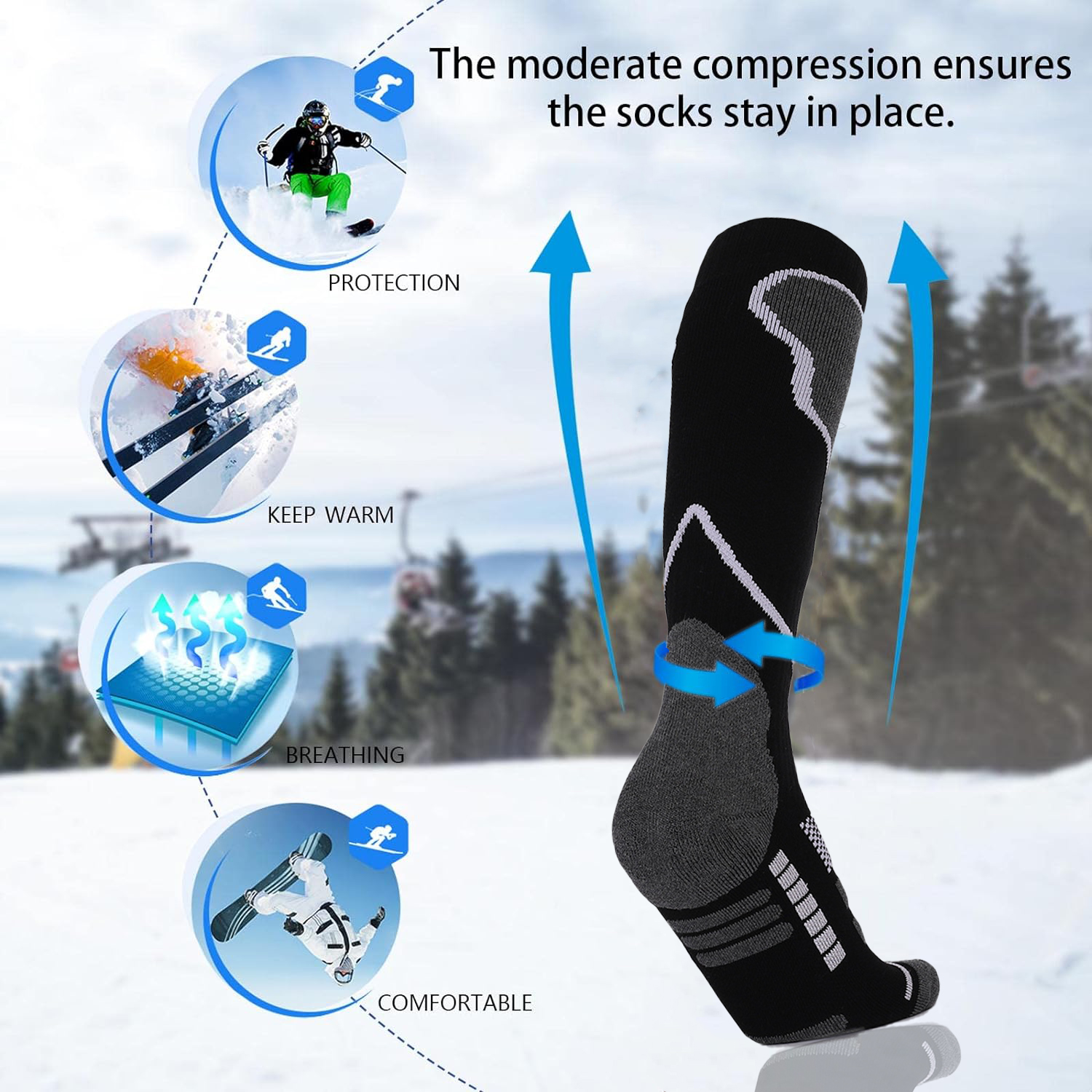 2 Pairs Ski Socks, Cold Weathe - đánh giá và giá Thermal Sock Winter