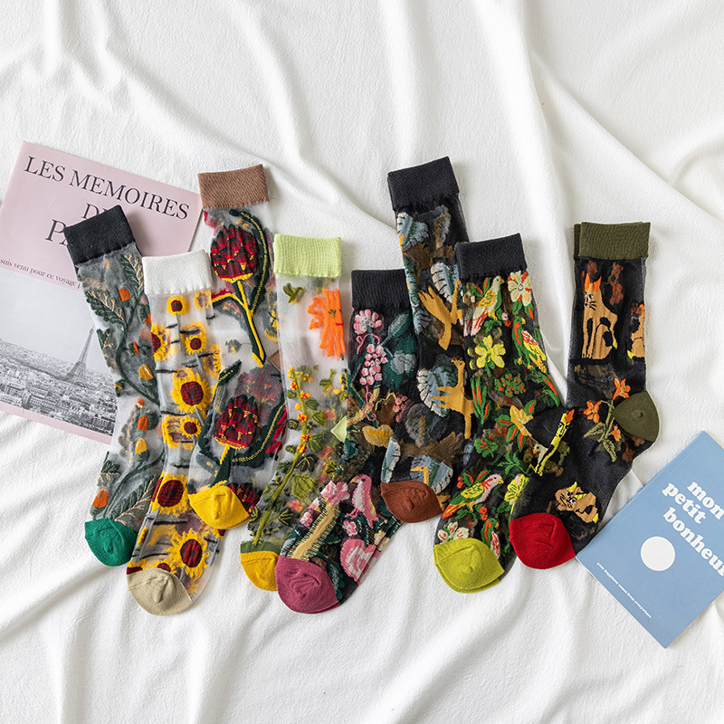 1/4 Pairs Retro Flower Women G - đánh giá và giá Silk Sock Bamboo