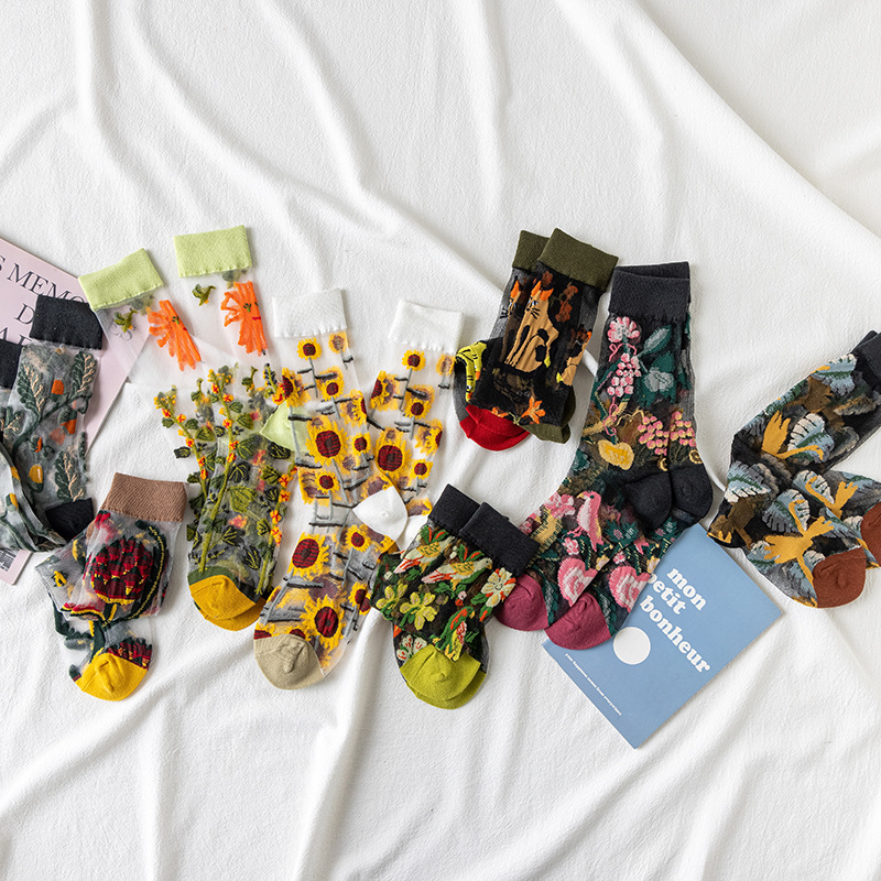 1/4 Pairs Retro Flower Women G - đánh giá và giá Silk Sock Bamboo