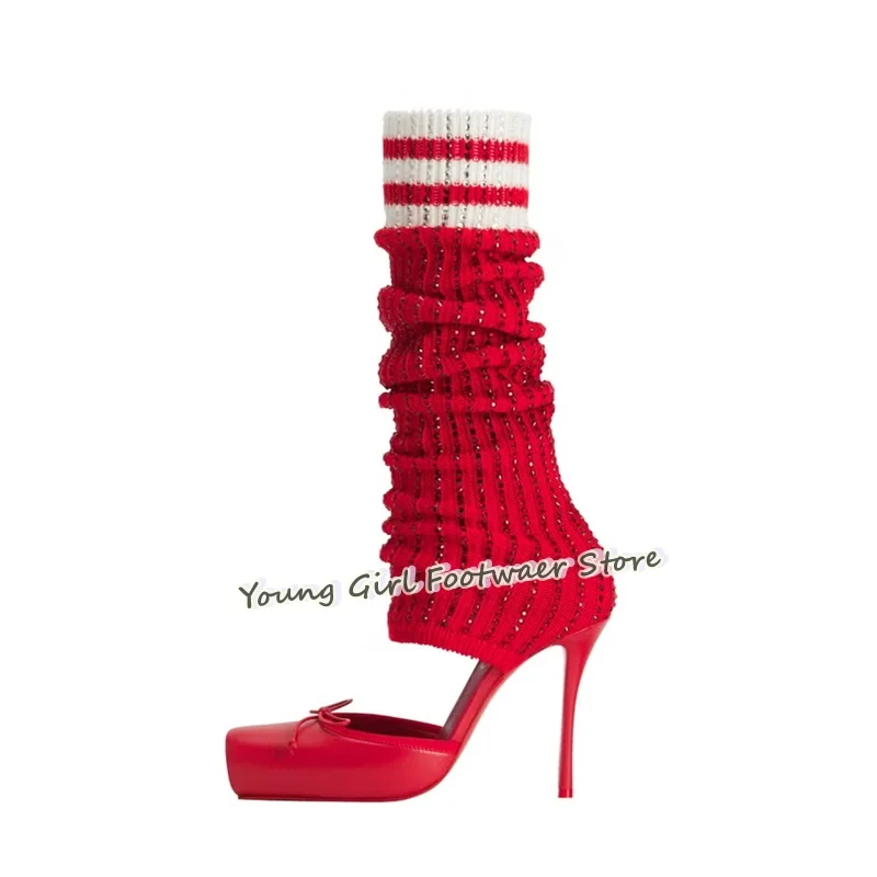 Shoe Cut Stiletto Heels Red Ba - đánh giá và giá Knee High Sock Women