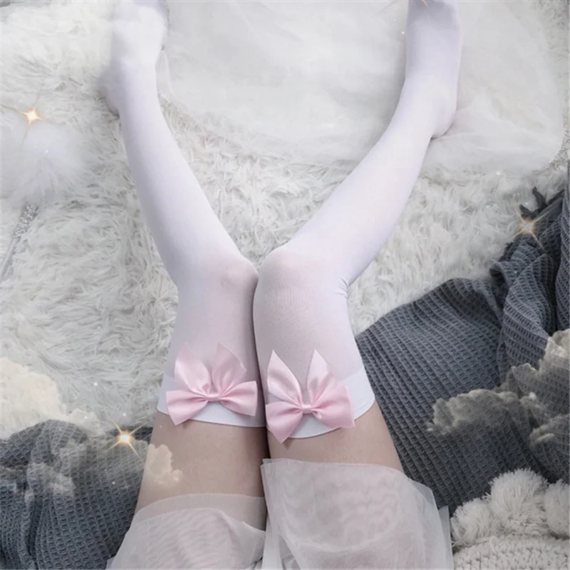 Sexy Women's Hosiery Pink Bow  - đánh giá và giá Thigh High Sock Stay Up