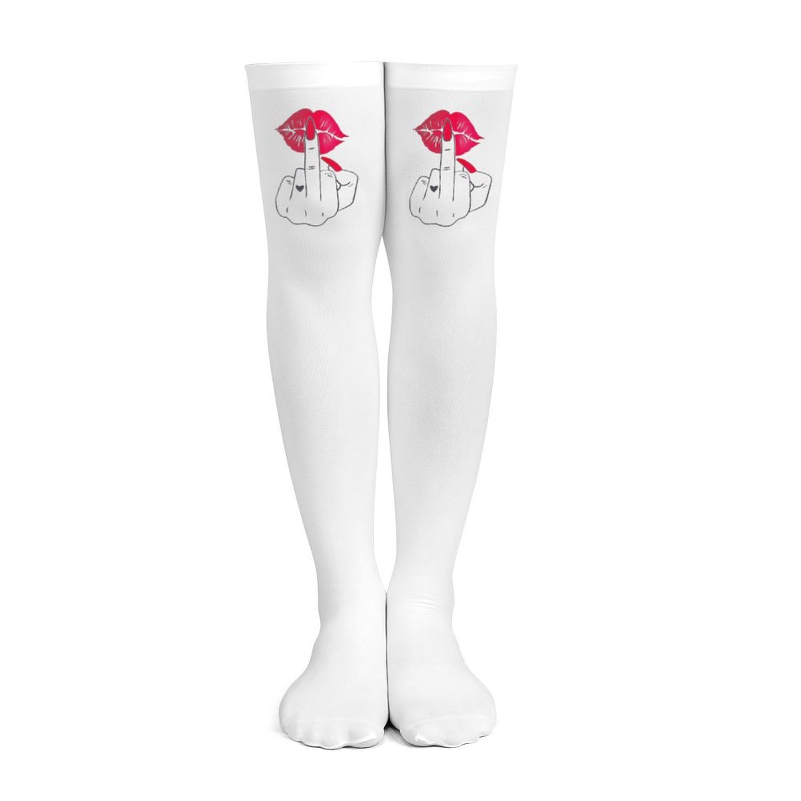 Ladies' white middle finger, r - đánh giá và giá Knee High Sock Women