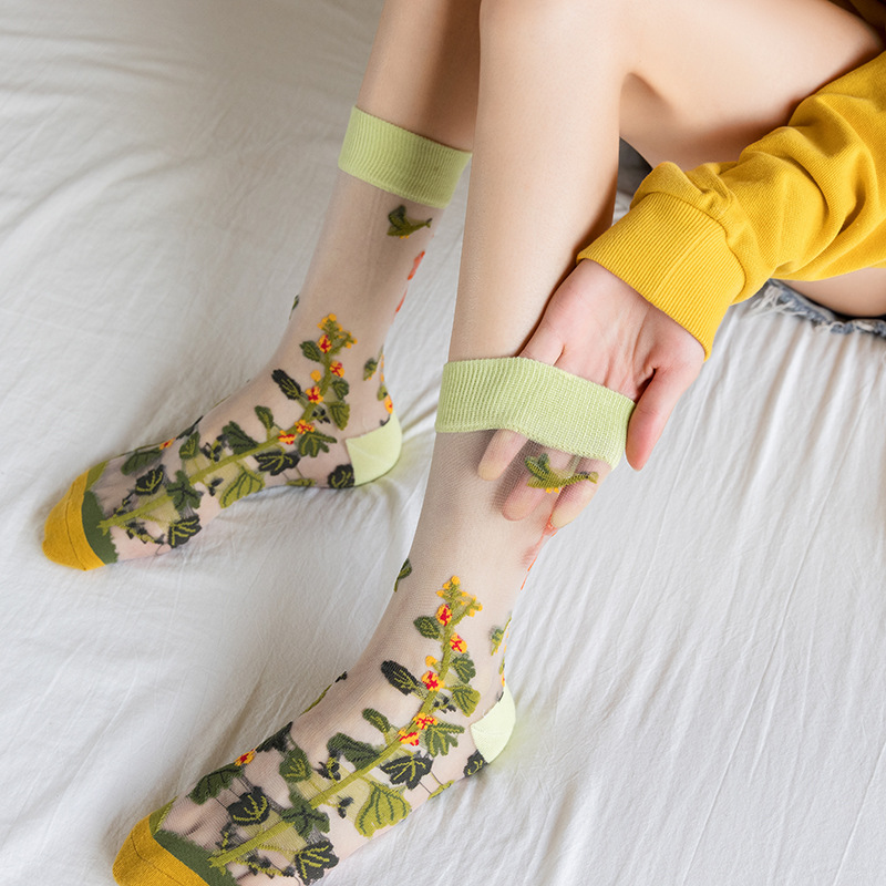 1/4 Pairs Retro Flower Women G - đánh giá và giá Silk Sock Bamboo