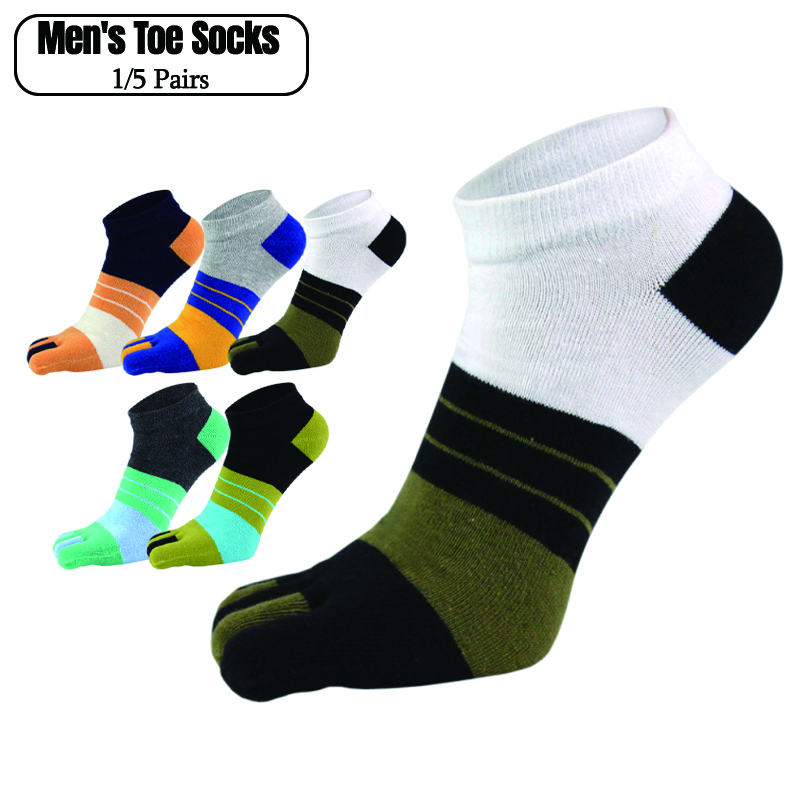 1/5 Pairs Men Colorful Stripe  - đánh giá và giá Toe Sock Split