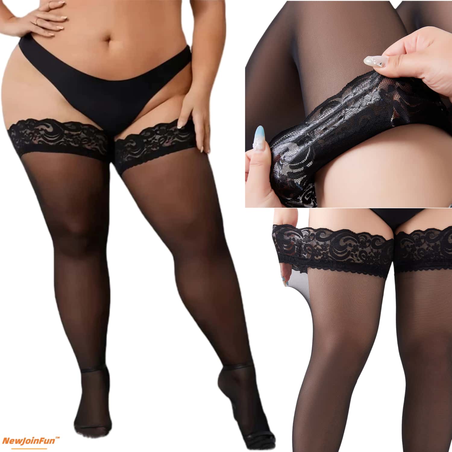 5pairs Plus Size Lace Top Thig - đánh giá và giá Thigh High Sock Stay Up