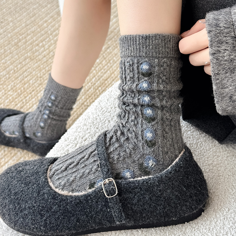 Korean Sweet Floral Wool Mid-C - đánh giá và giá Boot Sock Slouchy