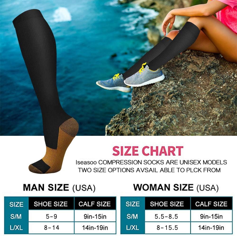 6 Pairs Solid Color Copper Com - đánh giá và giá Compression Sock Medical