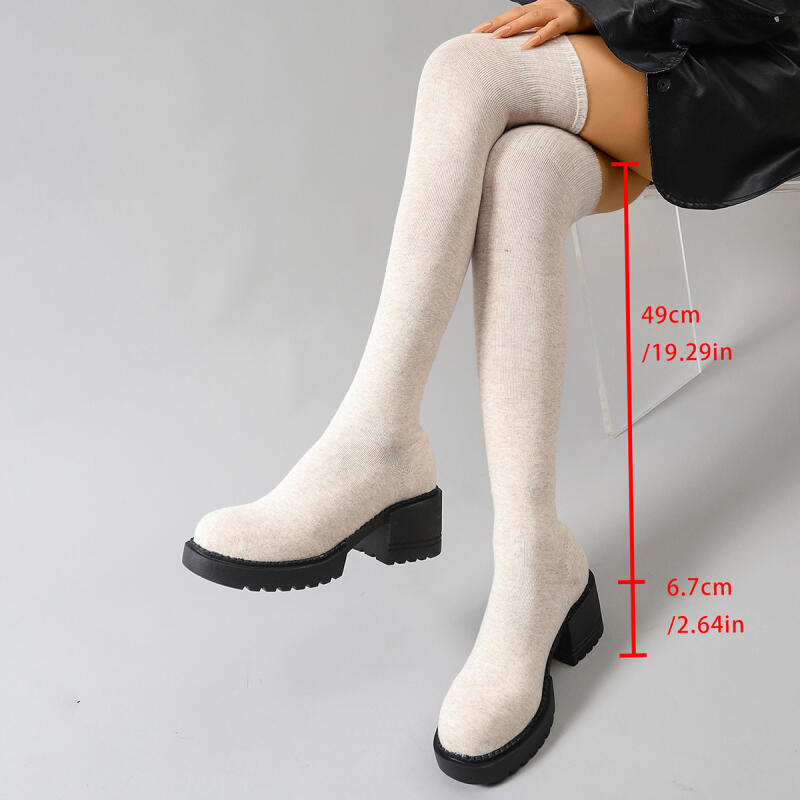 Chunky Platform Over The Knee  - đánh giá và giá Knee High Sock Women