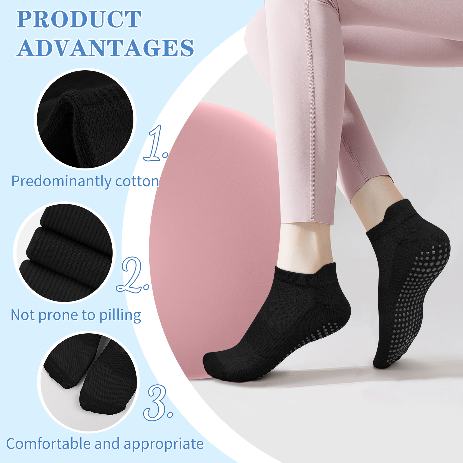 3 Pairs Yoga Socks Women Cotto - đánh giá và giá Grip Sock Yoga